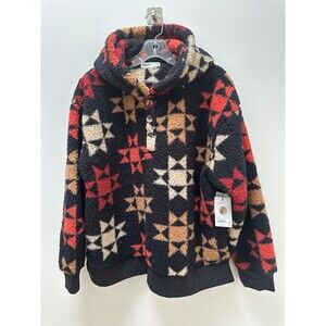 Sonoma Women’s Sherpa Aztec Western Hoodie Jacket Fleece Black Size PL